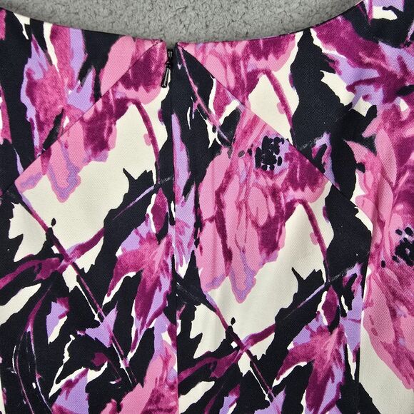 Talbots Dress Women 14 Pink Purple Floral Sheath Kick Pleat Spring Colorful - Picture 6 of 10
